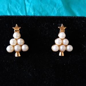 Pearlesque Tree Pierced Earrings